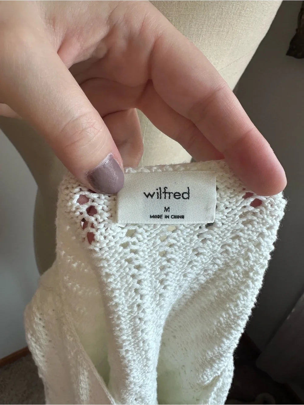 Aritzia Wilfred Philippa Crochet Knit Tank Top in Light Birch - Picture 4 of 6